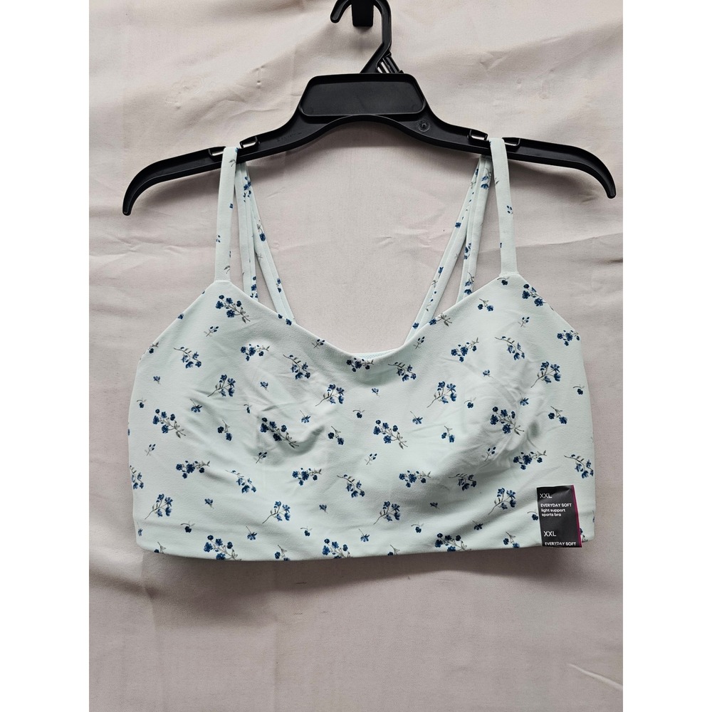 All in Motion Womens Floral Strappy Sports Bra Green Nylon Blend Size XXL